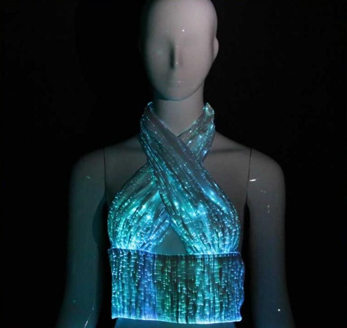 2019 RGB LED Fiber Optic Halter Top Glow In The Dark Party Sexy Tops ...