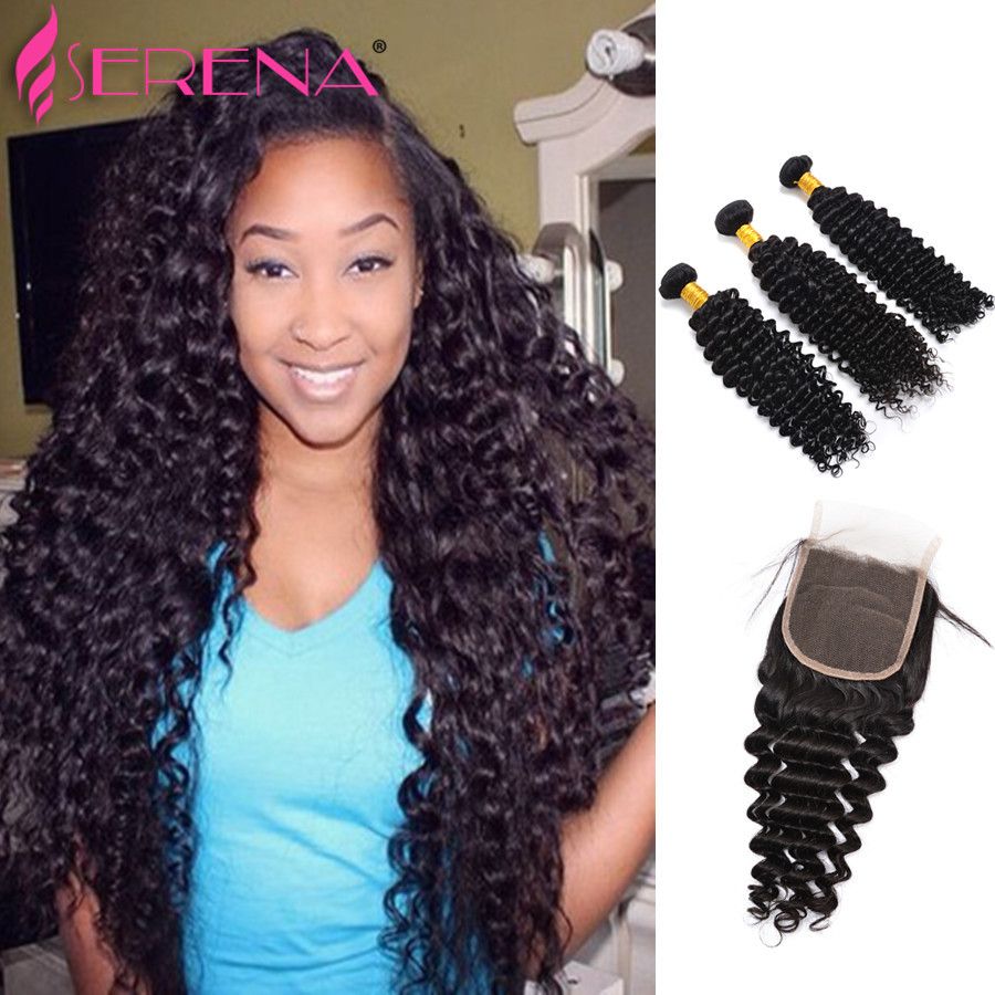 2019 Hair Bundles With Top Closure Buy 3 Hair Wefts Get Free Curly