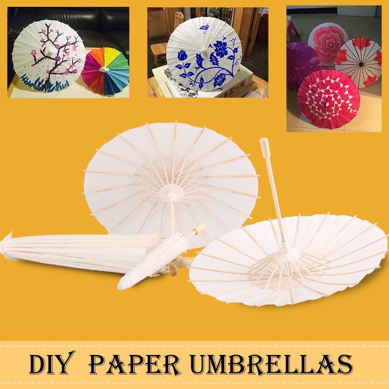 2019 Bridal Wedding Parasols DIY White Paper Umbrellas Chinese Mini