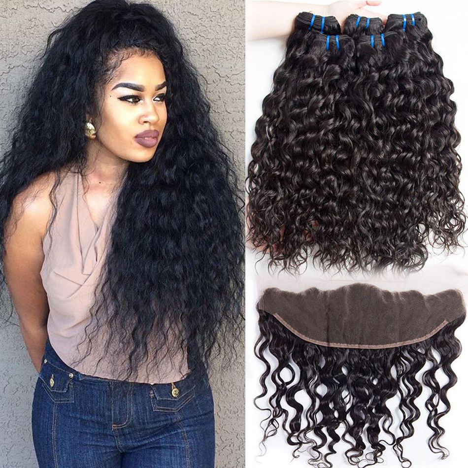 Discount Wet And Wavy Brazilian Human Hair 4 Bundles With Closure