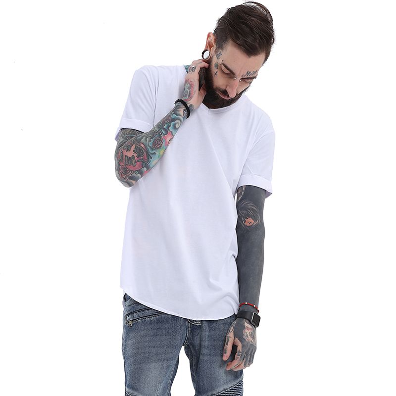 Online Shopping Solid Black Colour T Shirt Men 2017 V Neck MXXL Latest