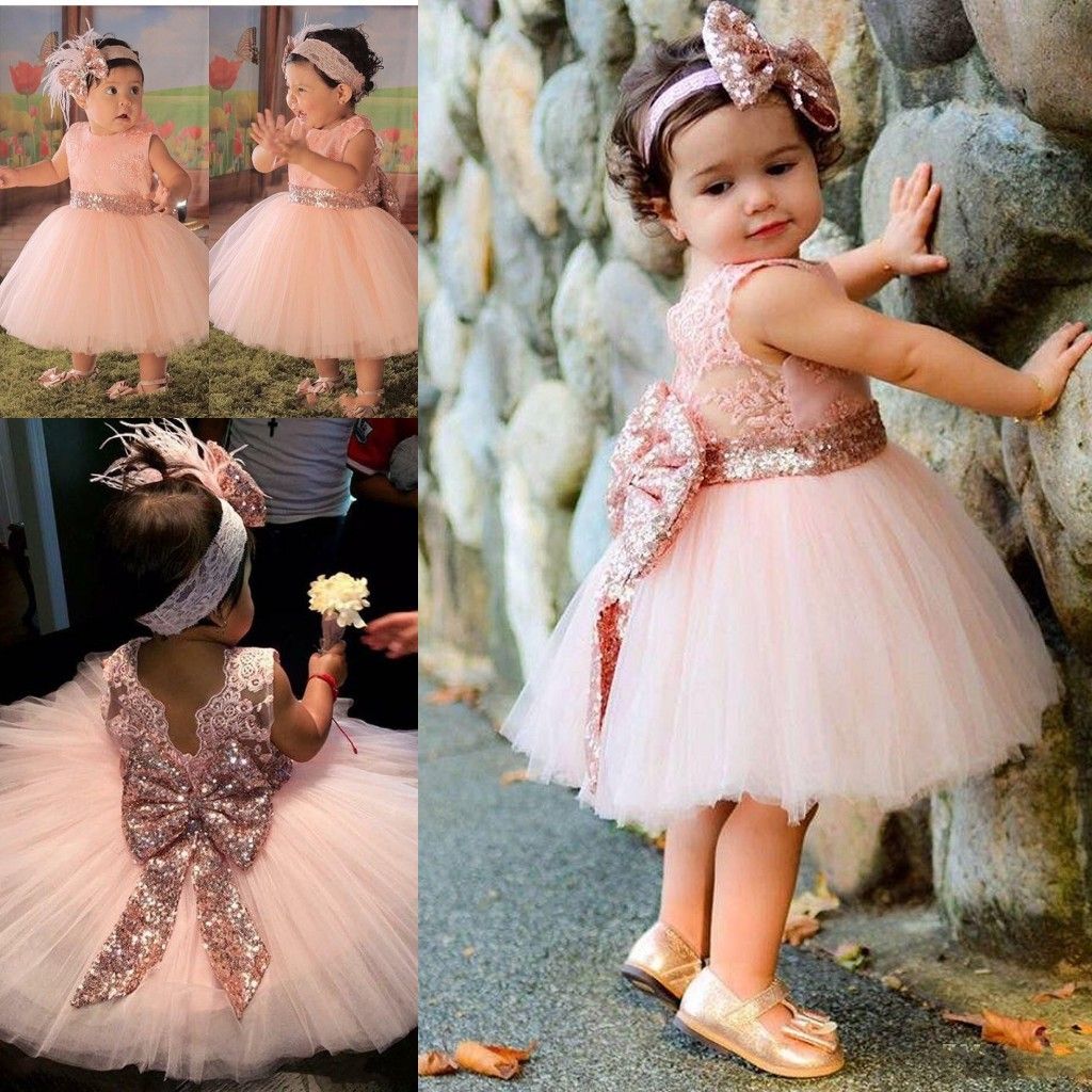 Lace Knee Length Flower Girl Dress