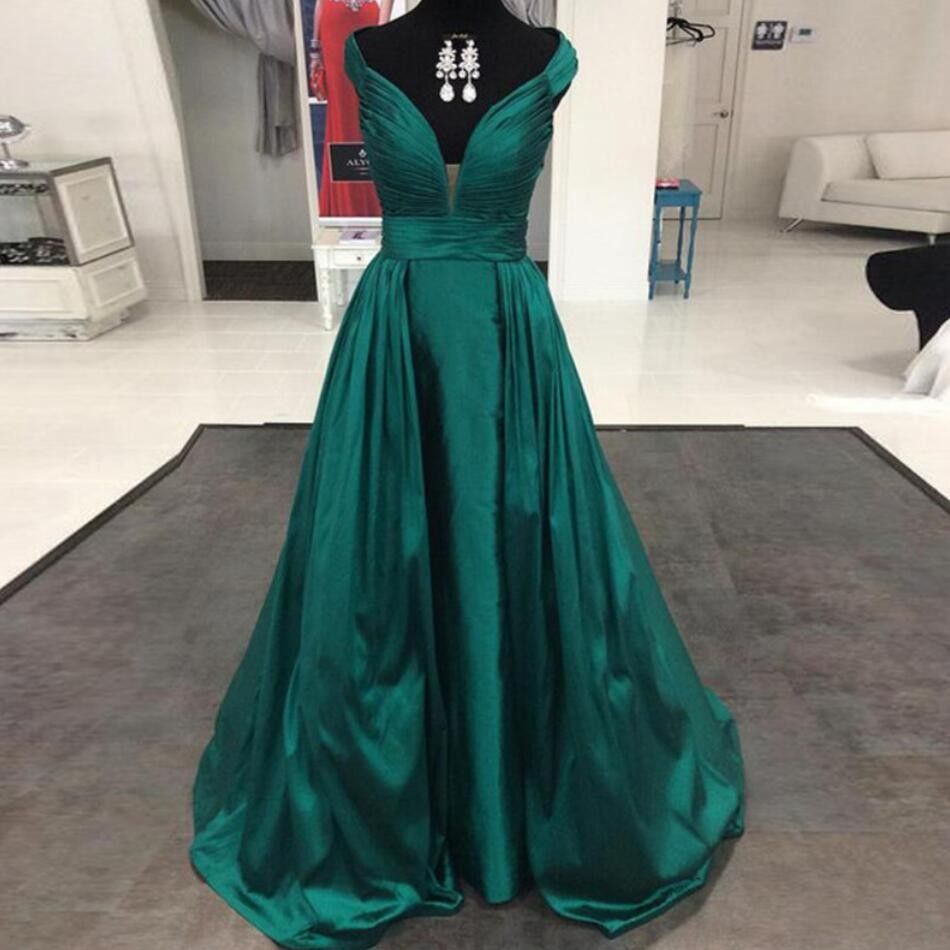 green silk formal dress