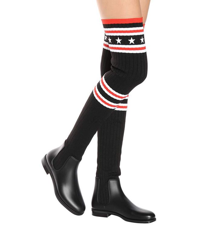 thigh high sock boots flat