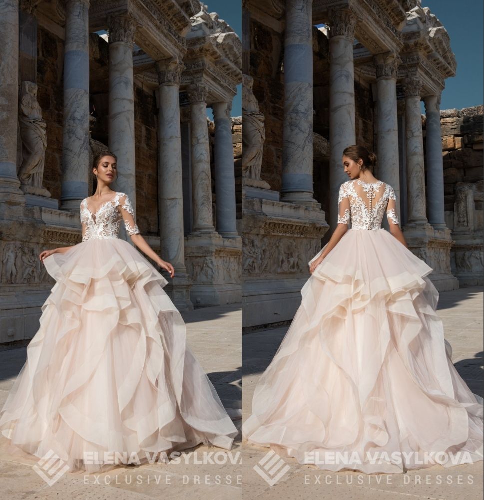 Tiered Champagne Bridesmaid Dresses