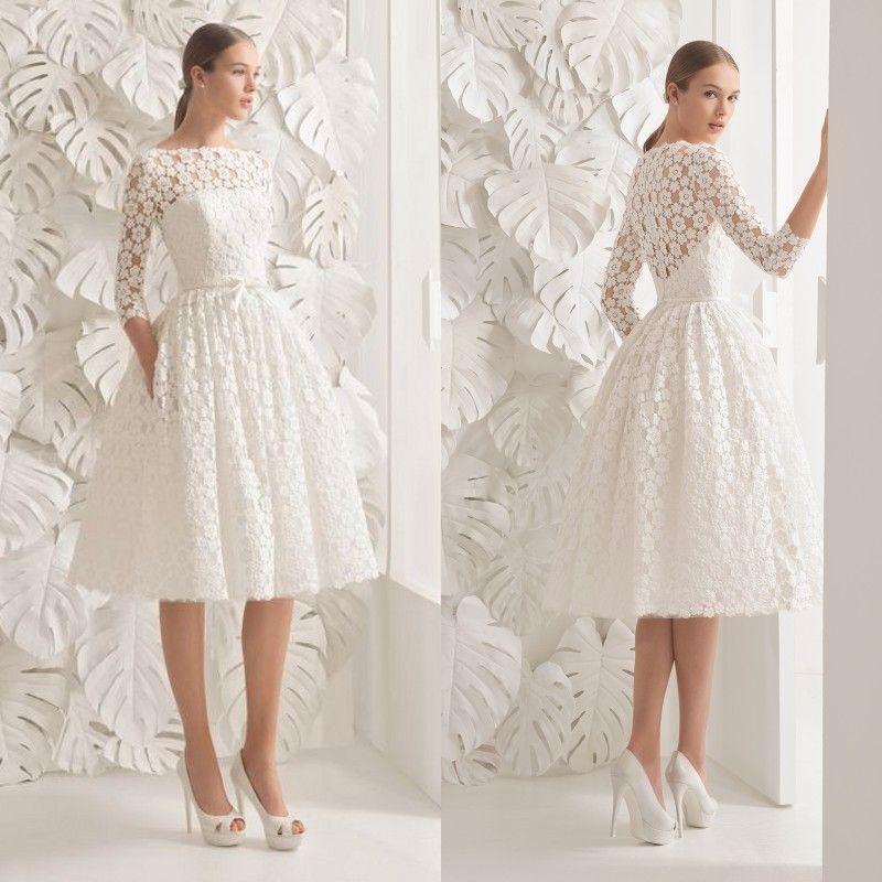 Image of wedding dress knee length