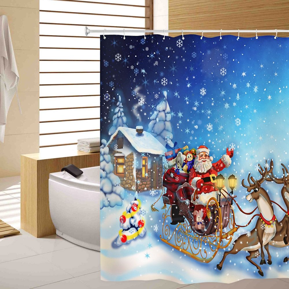 line Cheap Christmas Shower Curtain Sleigh Elk Waterproof Mildew Resistant Fabric 180 X 180cm Polyester 3d Printing Shower Curtains 12 Hooks By Warmhome7