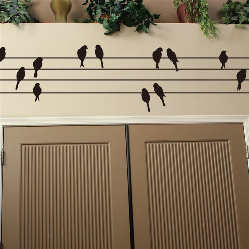 Removable Wall Art wholesale cute diy large bird on wire removable wall art sticker Removable Wall Art wholesale cute diy large bird on wire removable wall art sticker
