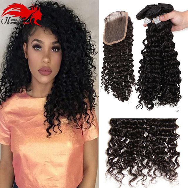 Hannah Product Brazilian Virgin Hair With Closure 3 Bundles Deep