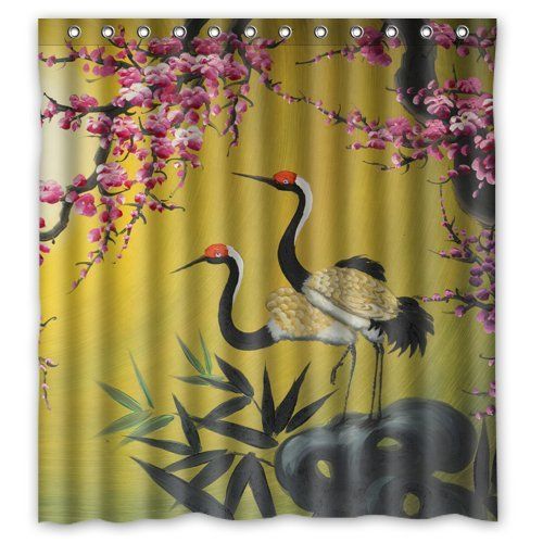 2019 66width X 72height Chinese Style Crane Bird And Peach Blossoms 2019 66width X 72height Chinese Style Crane Bird And Peach Blossoms Bathroom Decor Polyester Waterproof Shower Curtain From Littemanthree 25 13 Dhgate