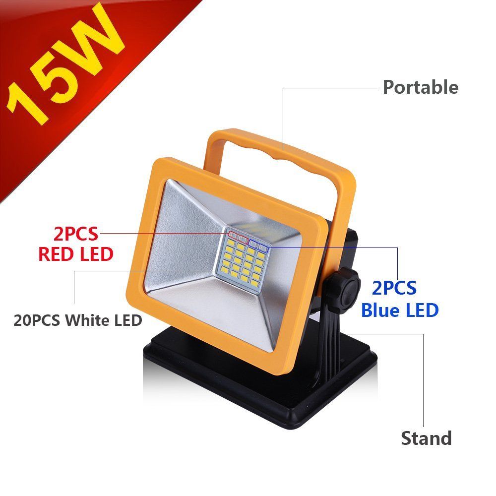 Free Rechargeable Battery Powered Led Work Light 15w 7h Lighting Ip65 Spotlight Outdoor Camping Emergency Floodlights With Sos Mode