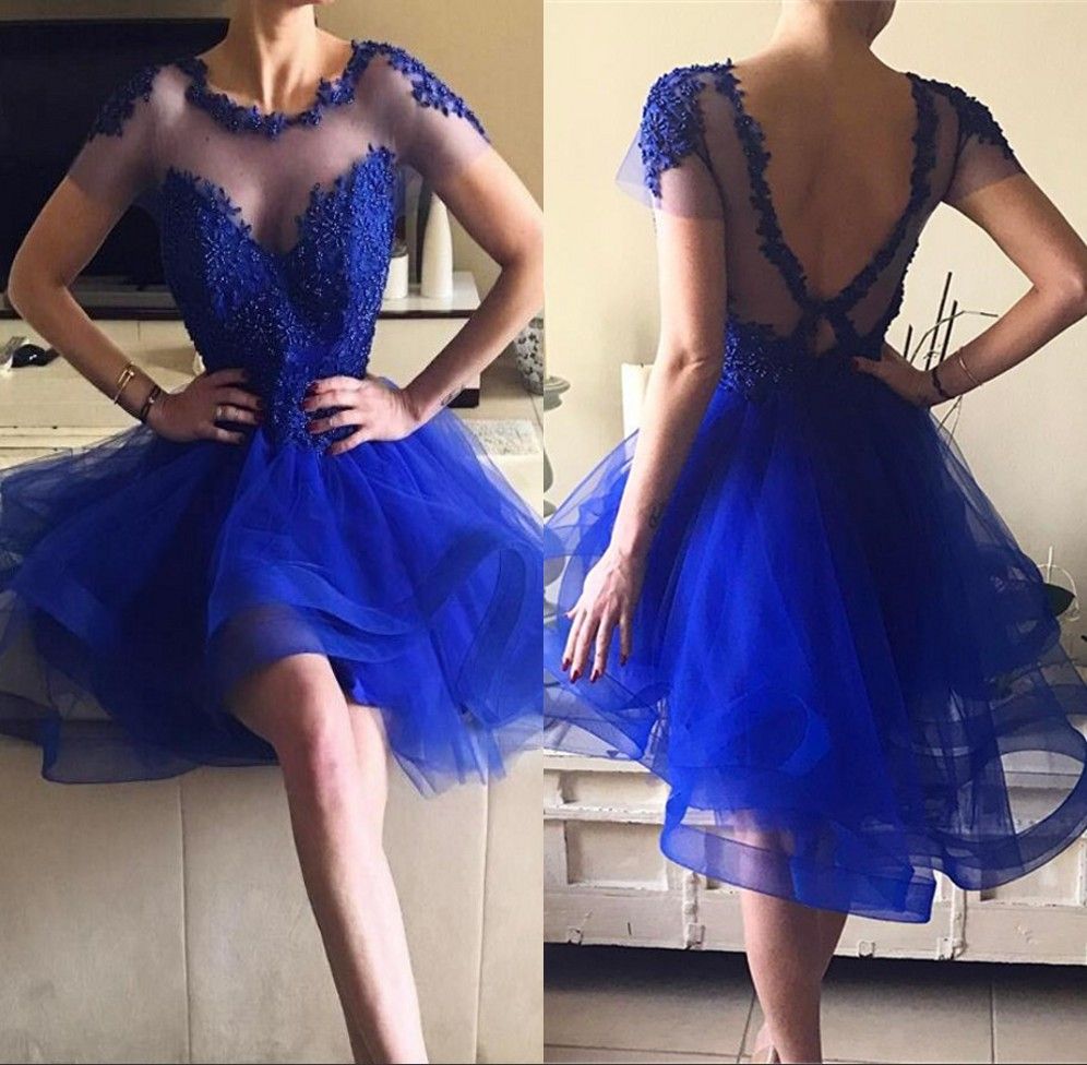 Royal Blue Dress with Puffy Sleeves
