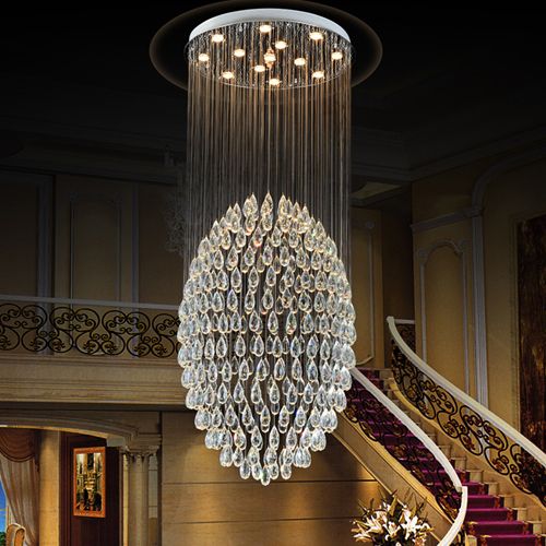 Led Crystal Ceiling Chandeliers Rain Drop Modern Round Led Crystal Ceiling Chandeliers Rain Drop Modern Round Chandelier Lighting Pendent Lamps For Duplex Stairs Villa Hotel Hall