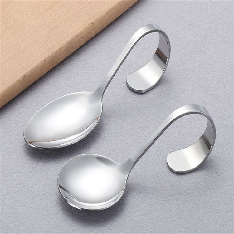 2019 Unique Bent Handle Spoons Silver Spoons Glossy Polish Stainless