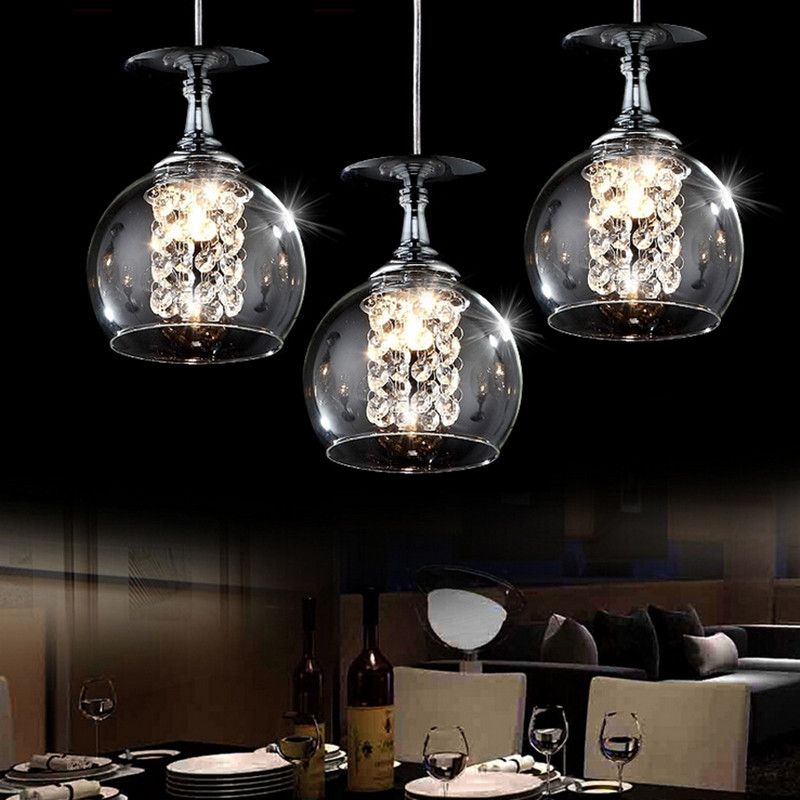 Modern Pendant Lamps Led Crystal Glass Ball Chandelier Light Creative Decoration Lights 1 3 Heads Grey Brown Bar Tea Home Lamp