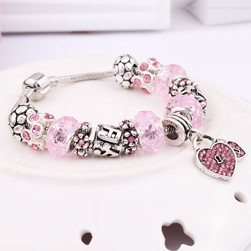 2019 Silver Plated Sweet Heart Bead Pandora Bracelet Ocean Charm Pan