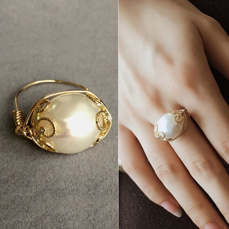pearl ring design for female in gold