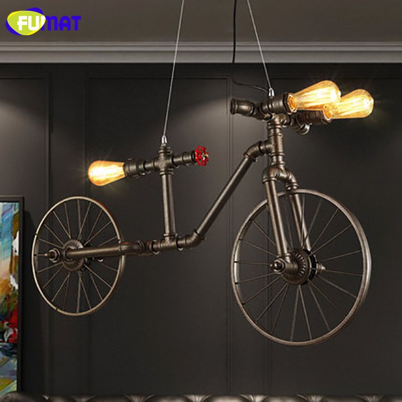 Fumat Nordic Loft Water Pipe Light Iron Retro Pendant For Fumat Nordic Loft Water Pipe Light Iron Retro Pendant For Restaurant Bicycle Lampara Cafe Bar Vintage Industral Lamps Fixtures Hanging