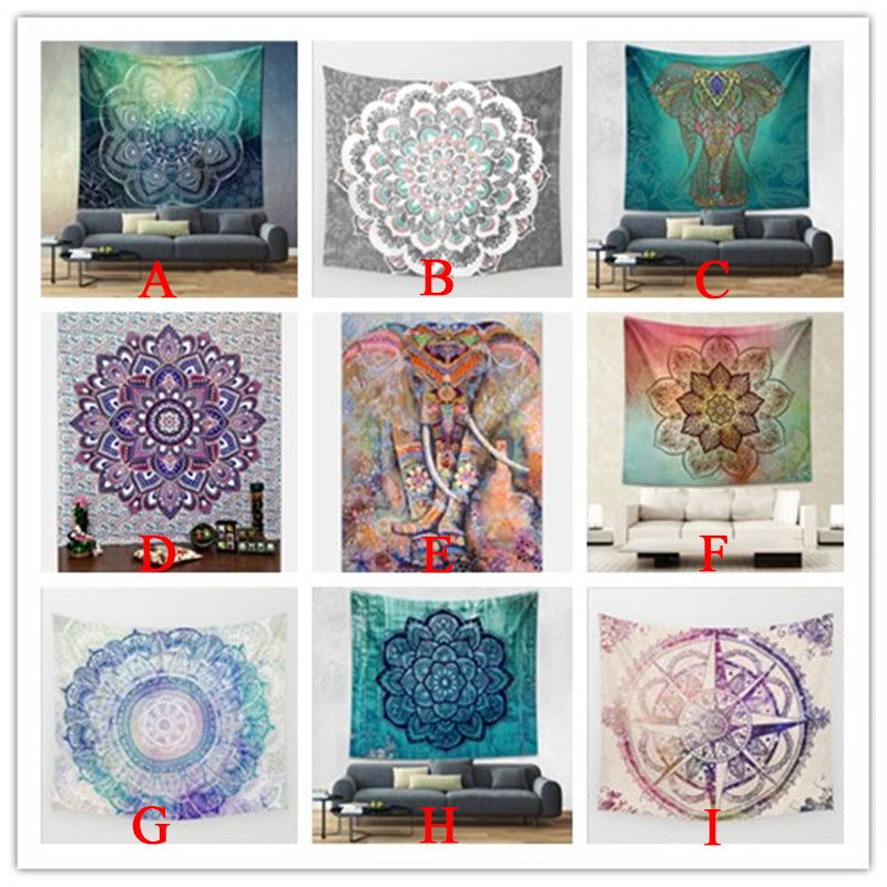 Hippy Mandala Tapestry Bohemian Elephant Wall Hanging Psychedelic Art Dorm Decor Beach Throw Indian Tapestries