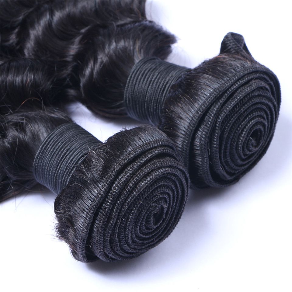 Vague profonde brésilienne Curl 100% de cheveux de Vierge humaine non traités Tissu Remy Human Hair Extensions Cheveux Humains Tisseux Tyable 3 Bundles