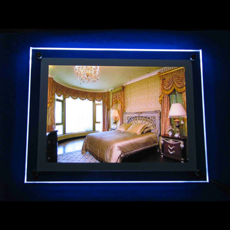 A4 WallMounted Advertising Display LED Light Box Display with Acrylic Panel LED 2835 SideLit