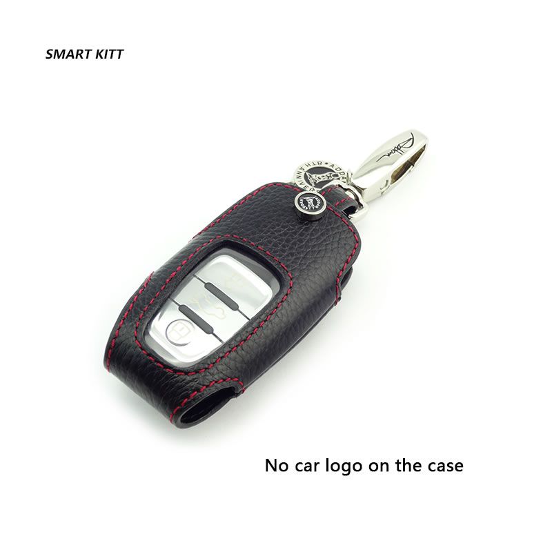 Genuine Leather Car Key Fob Cover Key Case For Smart Key Audi Q5 A8L