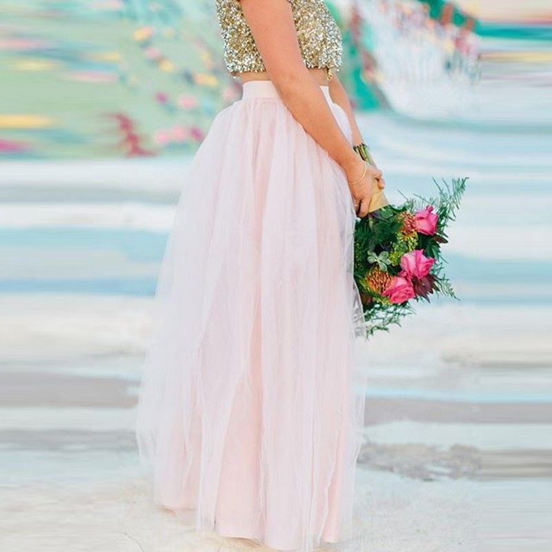 light pink long skirt