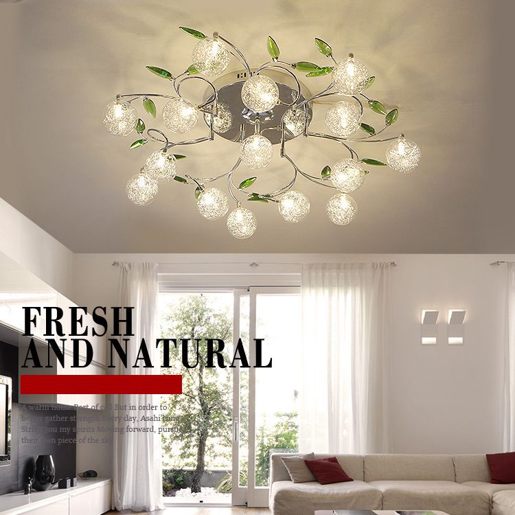 2019 Ac110v 220v Modern Art Design Led Chandelier Re Aluminum 2019 Ac110v 220v Modern Art Design Led Chandelier Re Aluminum Wire Lamp Chandeliers Crystal Green Leaf Decor Ball Ceiling Light From Ok360