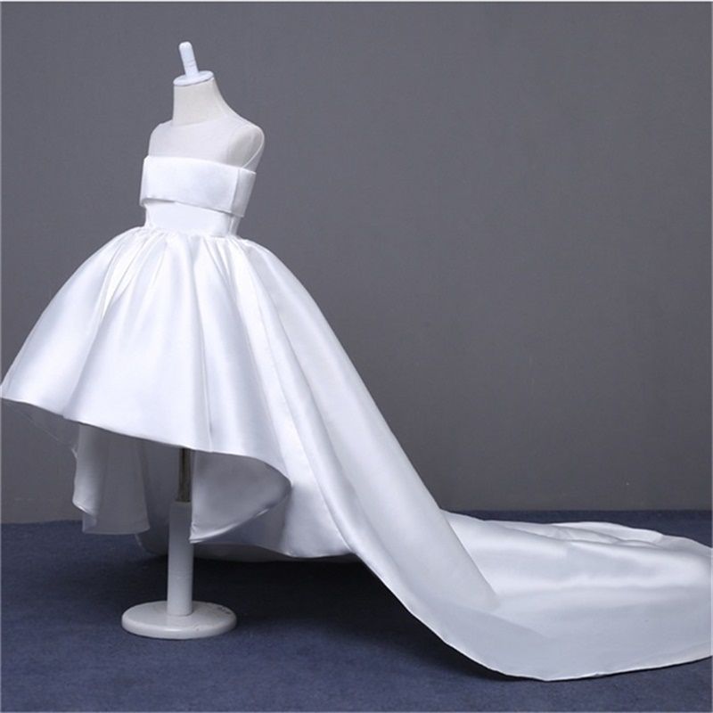 New Arrival Flower Girl Dresses With Train For Wedding Little Girls Kids/Child Dress Satin Party