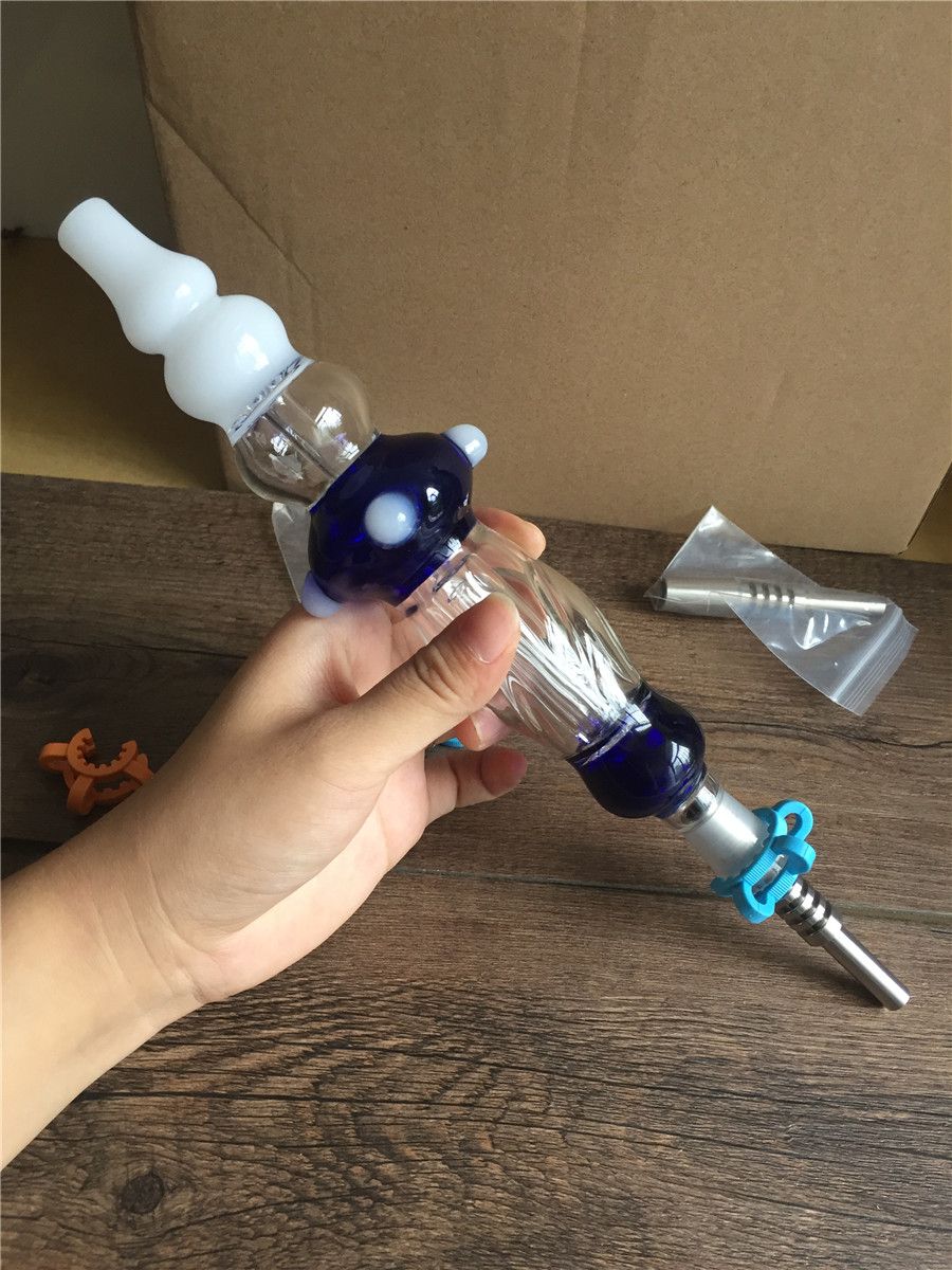 Glass Oil Wax Pipes Perc Pendants Kit With 14mm Titanium Nail Wearable Glass Smoking Pipes Glass