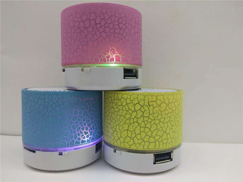 Mini Portable Crackle Texture Bluetooth Wireless Speaker with LED Light Support U Disk TF Card Mobile Phone Player in Retail Box