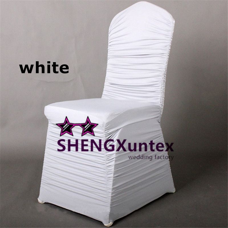 White Ruffled Spandex Chair Cover Cheap Price Wedding Stretch Lycra Chair Cover
