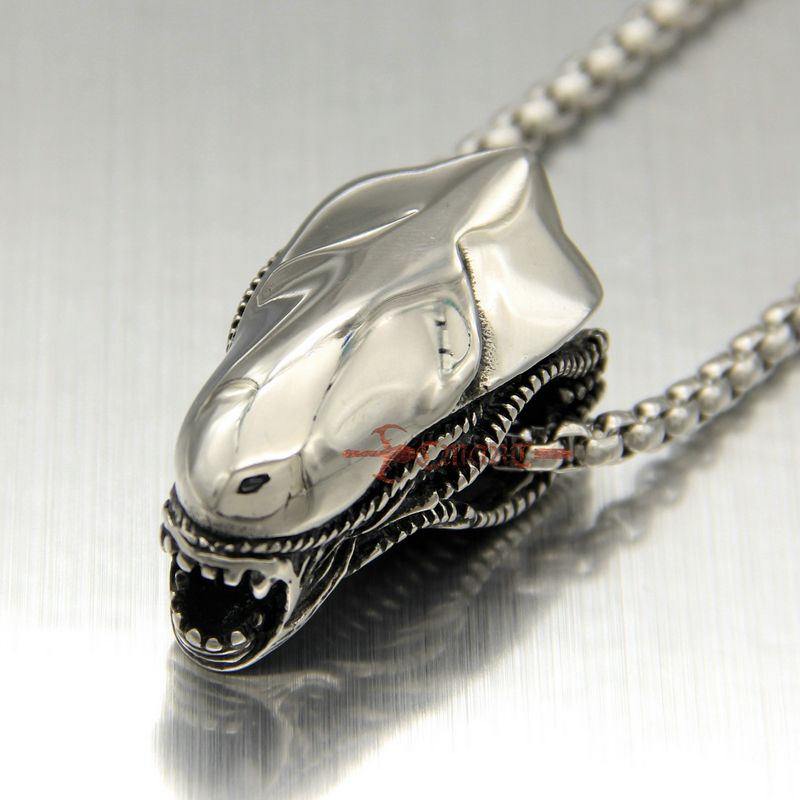 Whole Large Silver 316l Stainless Steel Alien Predator Men S Gothic Biker Necklace Chain Pendant Jewelry Horse Cute