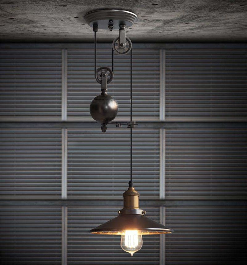 L40 Creative Pulley Lifting Retro Chandelier Adjustable Diy E27 Art Ceiling Pendant Lamp Vintage Loft Antique Fixture Light