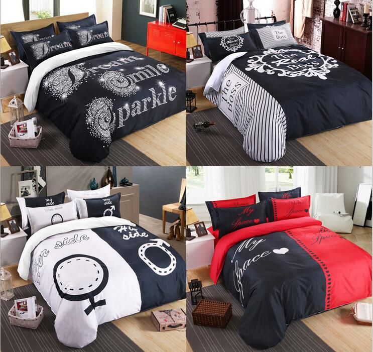 her his side couple bed set,popular cp bedding design sets black and