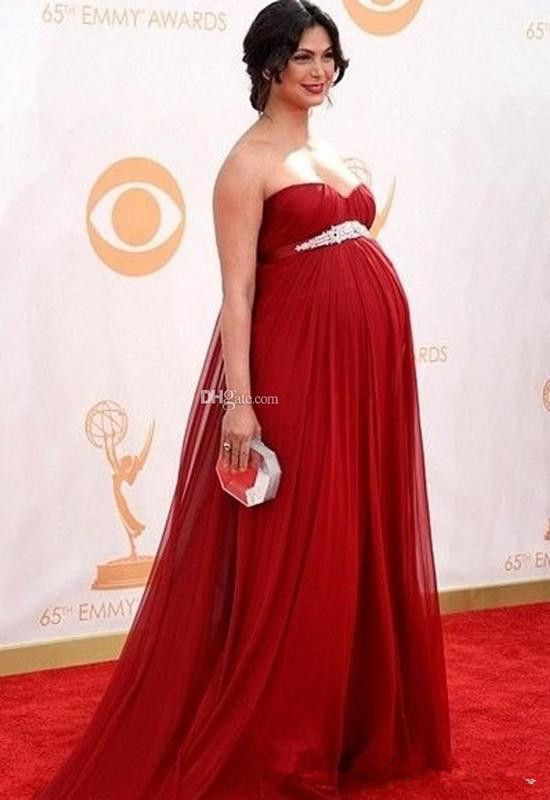 red empire waist dress