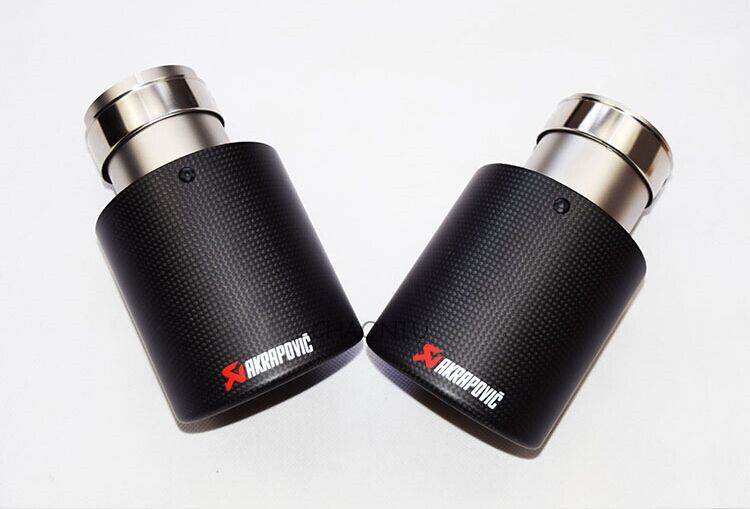 Akrapovic Style Carbon Fiber Exhaust Muffler Pipe Tip 60-76mm For Universal Car