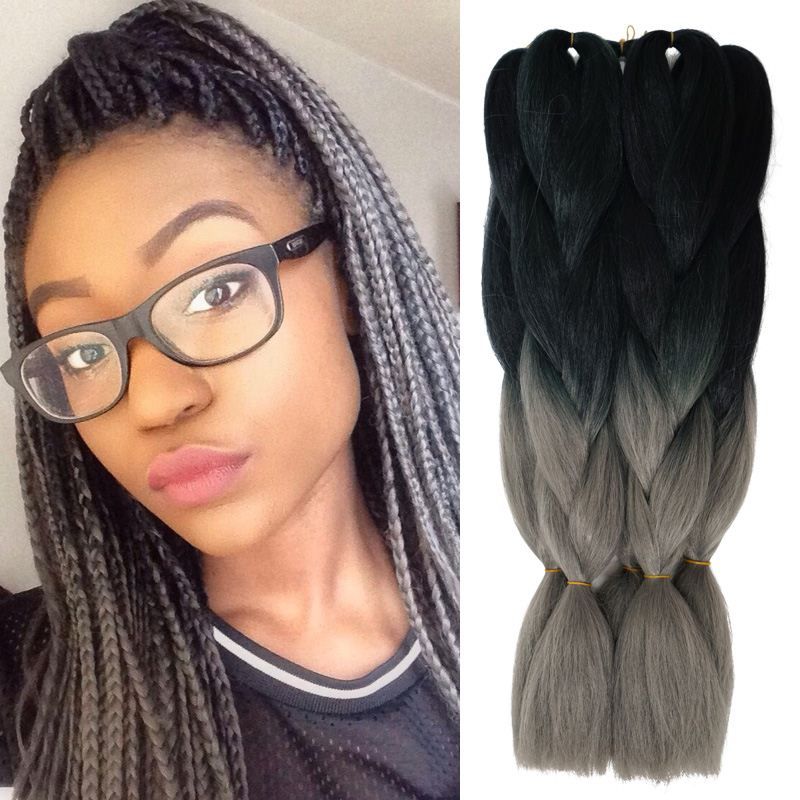 Xpression Ombre Braiding Hair Kanekalon Gray Braiding Hair 24''100g