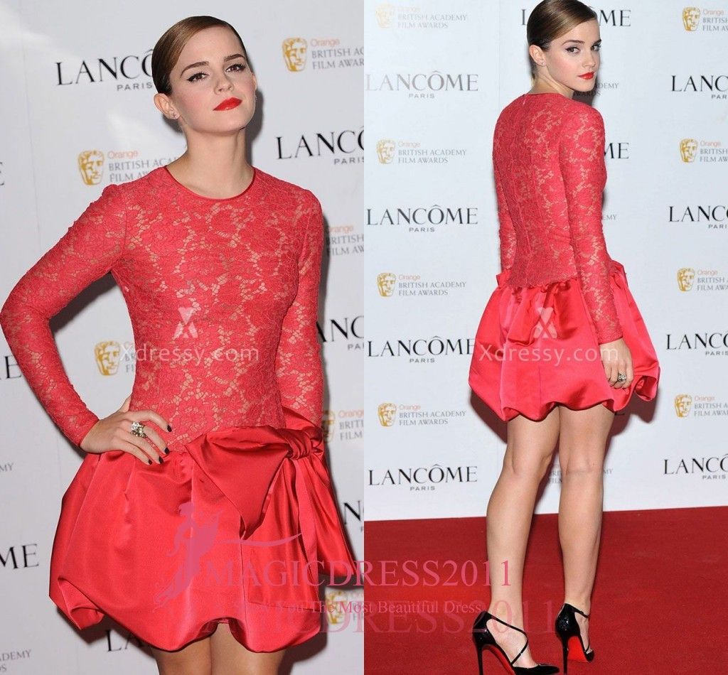 Emma Watson Red Lace Cocktail Prom Dresses Red Carpet ...