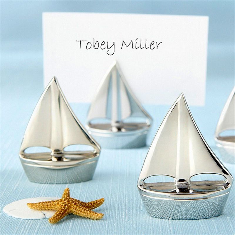 Sailing Silver Place Card Holders Beach Themed Wedding Favors Table