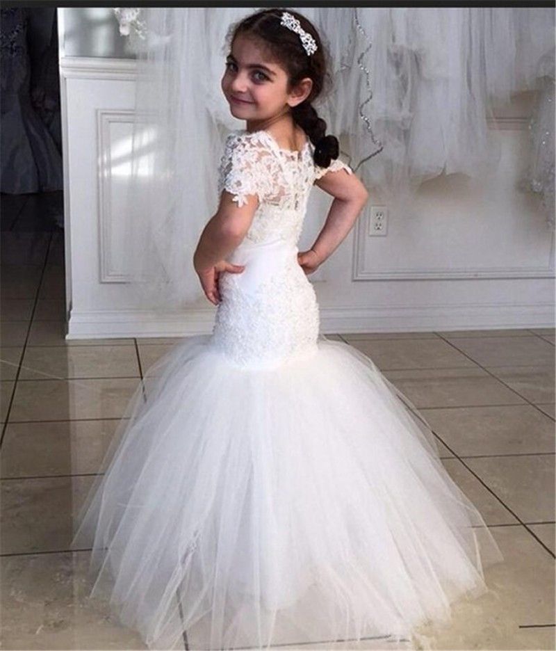Compra Vestidos De Fiesta Para Niños Vestidos Primera Comunion Para Ninas  2019 Tulle Mermaid Vestidos De Niña Con Mangas Cortas Barato | Entrega  Rápida Y Calidad | Es.Dhgate