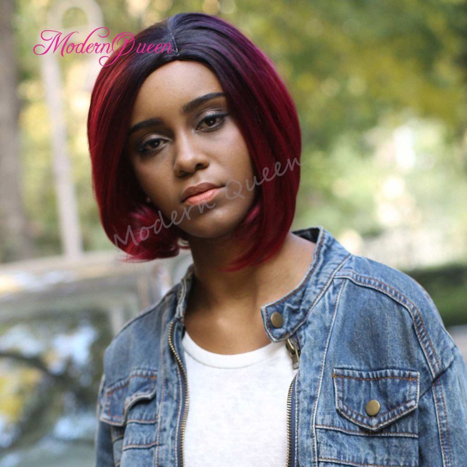 Synthetic Wigs For Black Women Red Wig Dark Roots Natural Cheap
