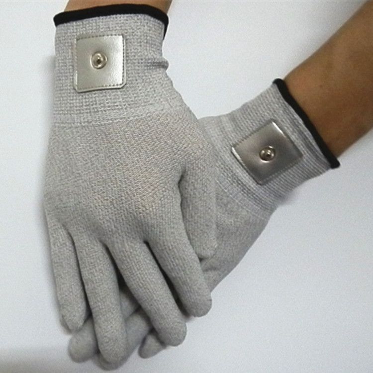Silver Fiber Electric Massage Gloves Silver Conductive Gloves