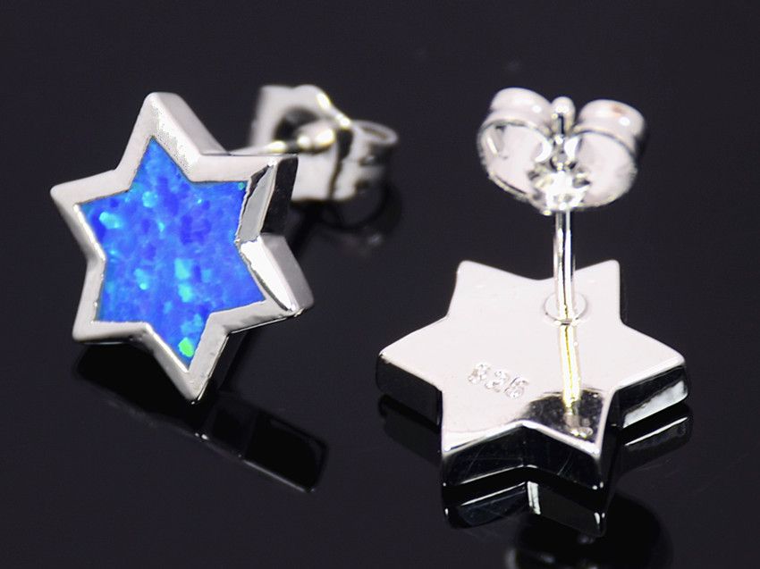 Orecchini di opale di fuoco blu fine moda vendita al dettaglio all'ingrosso 925 gioielli in argento placcato le donne EAL152501