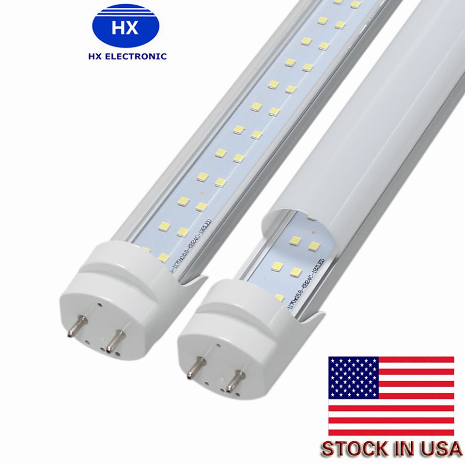 Us Stock Best T8 Led Tubes Light 28w Dual Rows Smd2835 4ft 1200mm Led Fluorescent Tube Lamp Warm