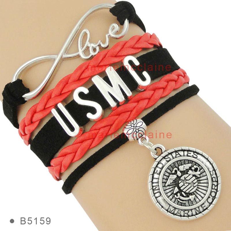 / Infinity USAF USMC Bracelet United States Charm Bracelet Blue White