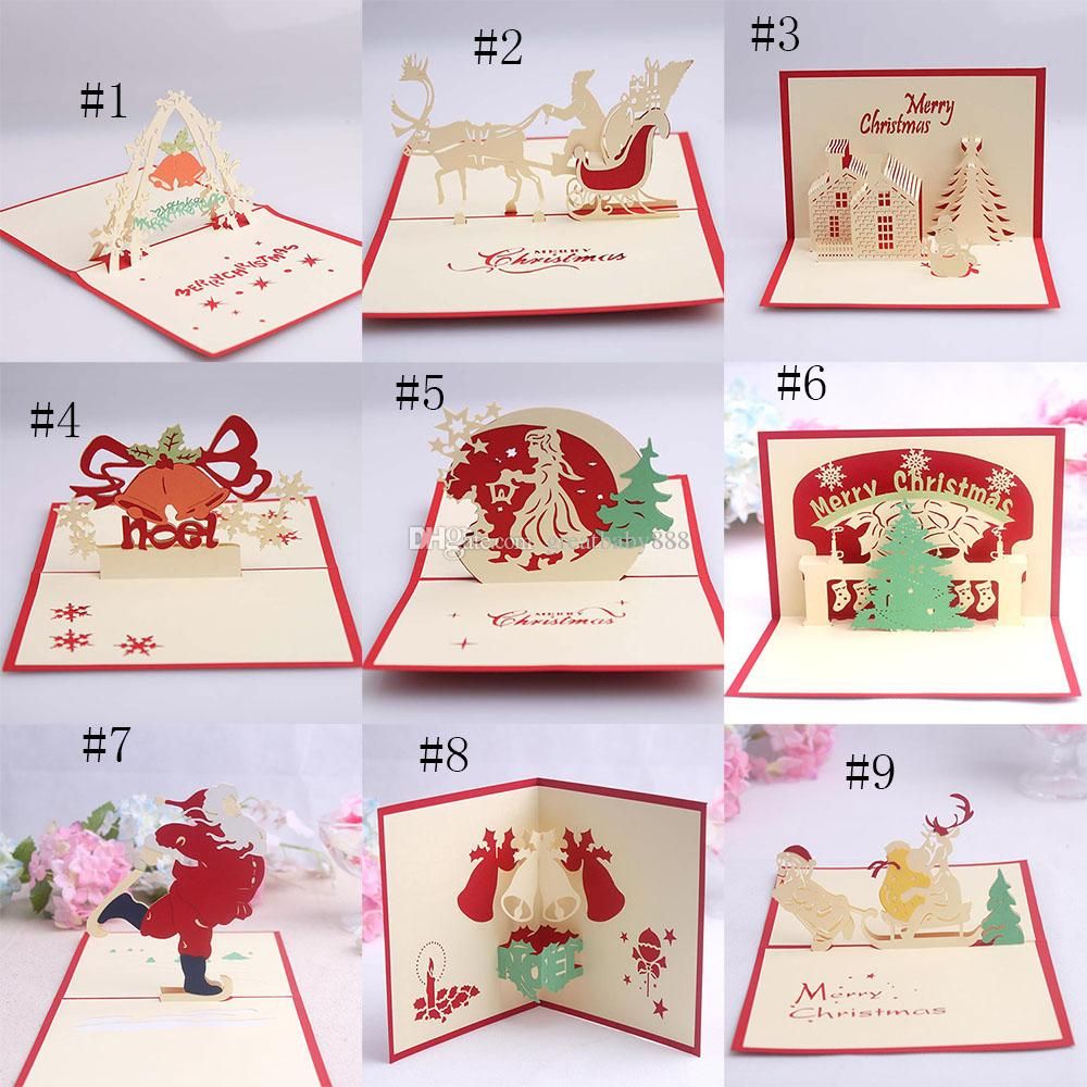 Handmade Kirigami Origami 3D Pop UP Card Creative Merry Christmas Gift Greeting Cards 11 Styles C2725 Christmas Gift Cards Christmas Cards Xmas Cards line