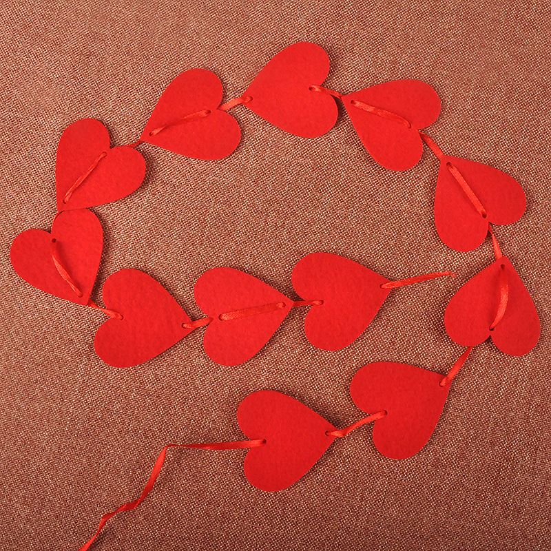 non woven fabric hanging red heart string valentine day party decorations engagement wedding party line door curtains birthday decorative items non woven fabric