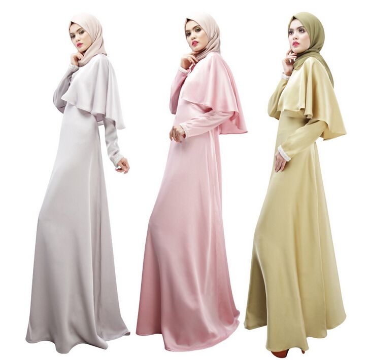 dress satin muslimah