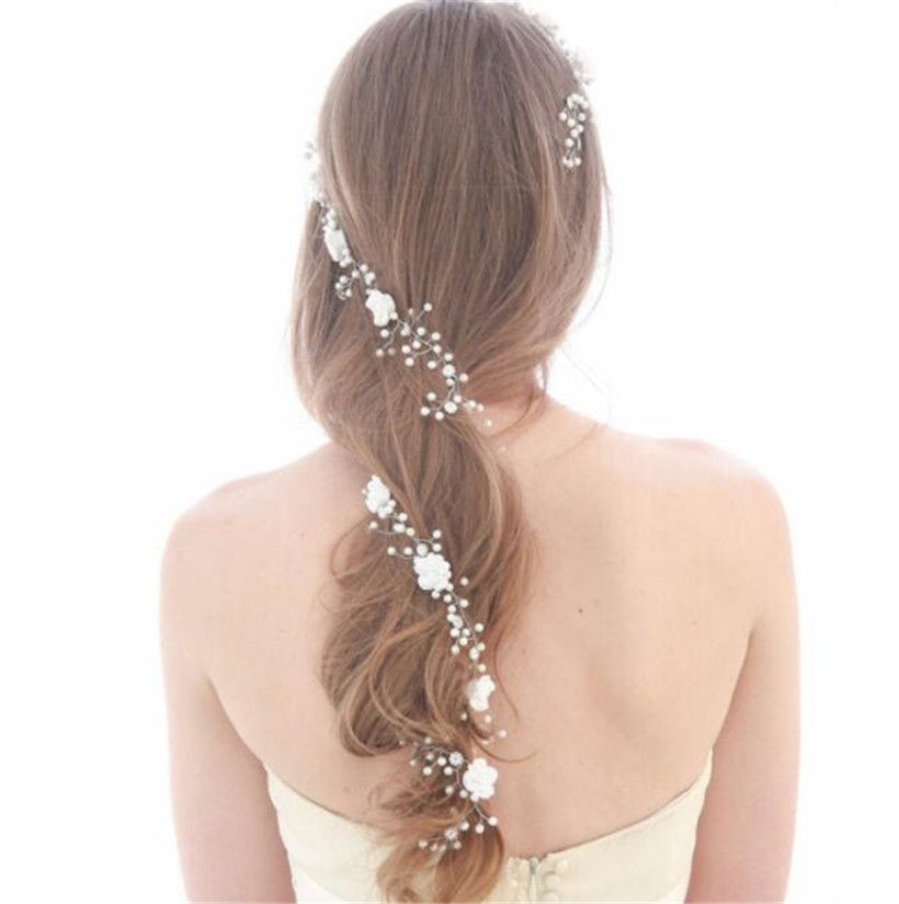 Acheter Mariage Mariee Fleur Cheveux Longs Chaine Bande Bandeau